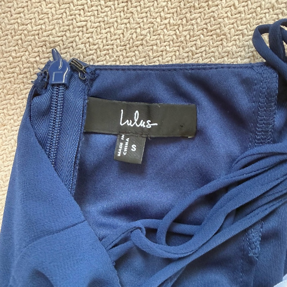 Lulu's Perfected Sweetness Dark Blue Pleated Tiered Mini Dress - Picture 5 of 5